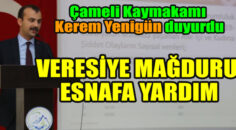 ÇAMELİ KAYMAKAMI YENİGÜN’DEN MAĞDUR ESNAFA YARDIM