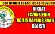 Eczaneler sabah açılış  08.30
