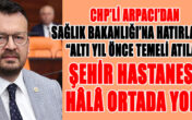 CHP’li Arpacı’dan Sağlık Bakanlığı’na Hatırlatma
